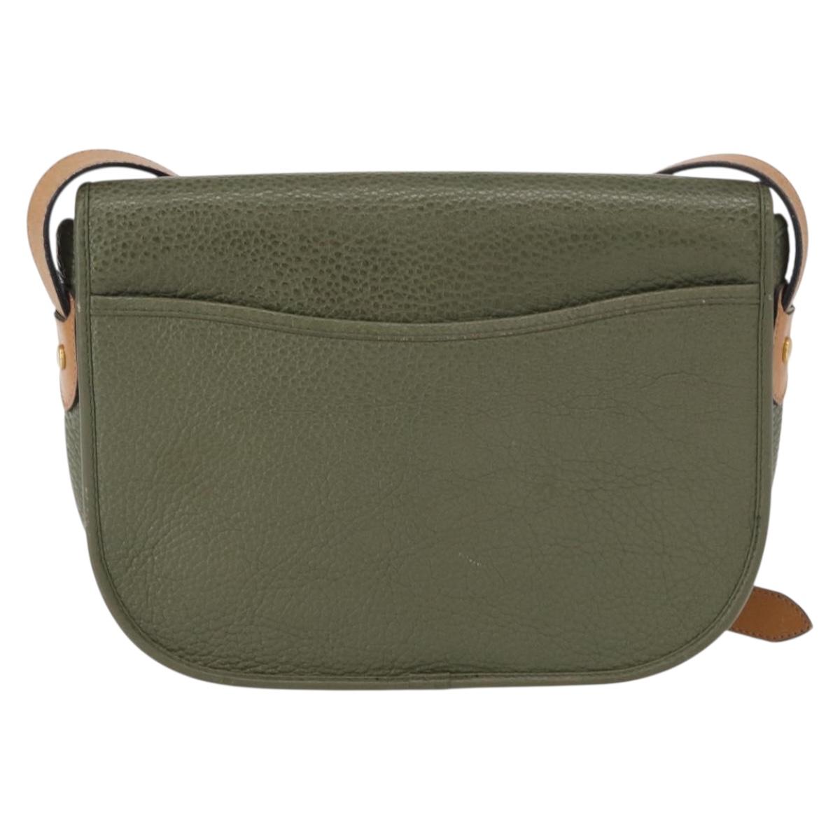 Christian Dior Shoulder Bag Leather Green gold Auth bs30968