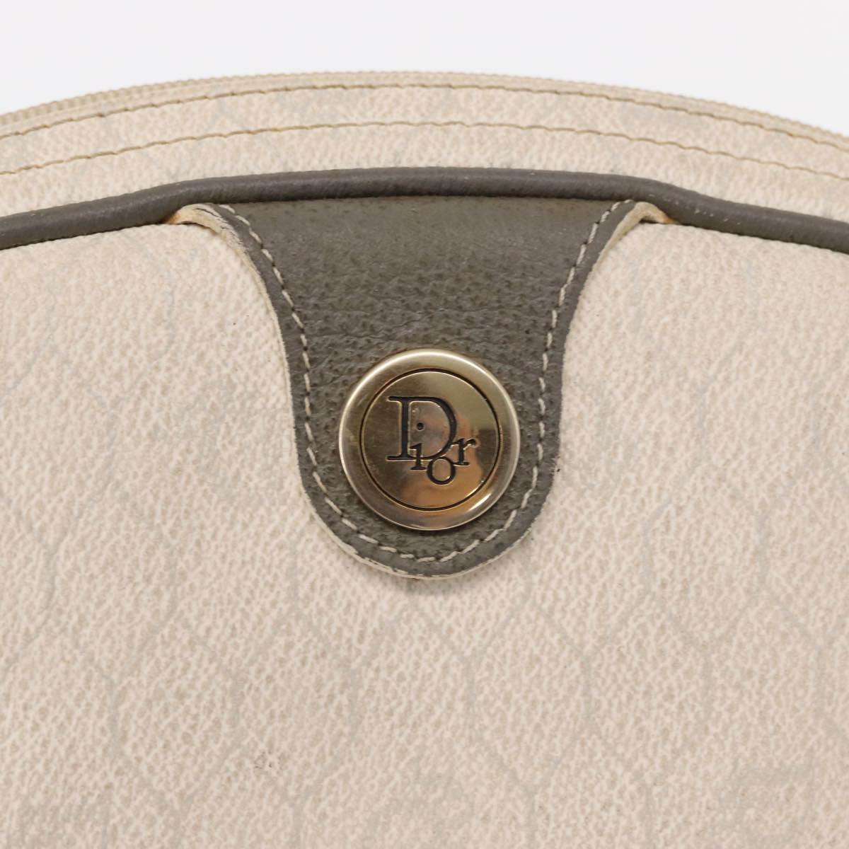 Christian Dior Honeycomb Canvas Shoulder Bag PVC White gold Auth bs30970