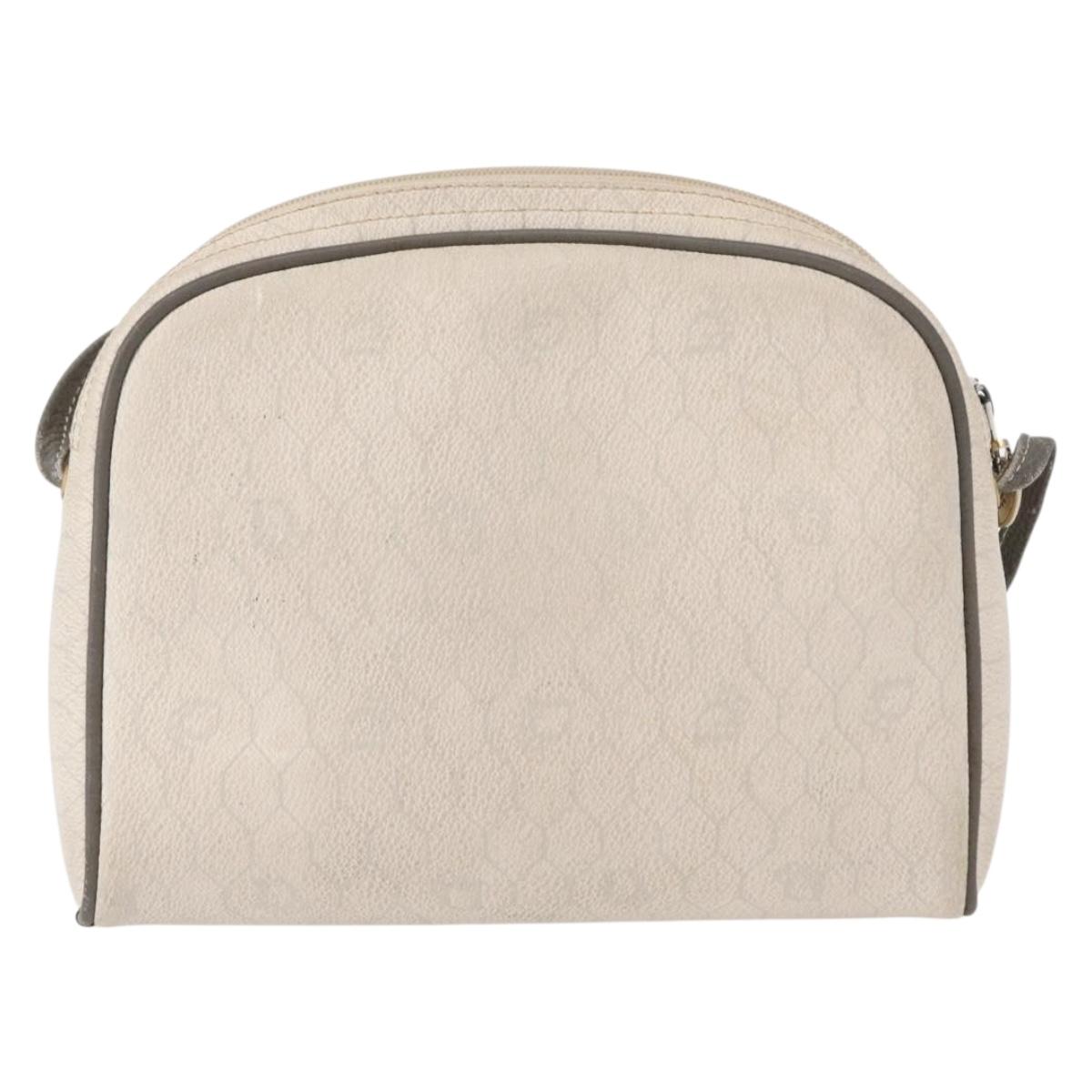 Christian Dior Honeycomb Canvas Shoulder Bag PVC White gold Auth bs30970