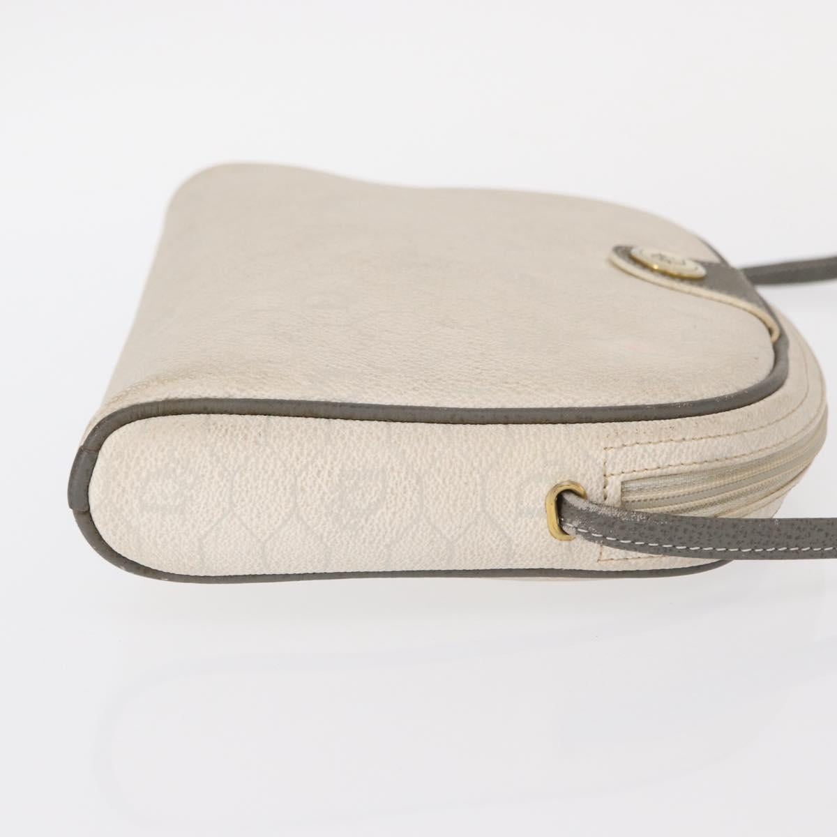 Christian Dior Honeycomb Canvas Shoulder Bag PVC White gold Auth bs30970