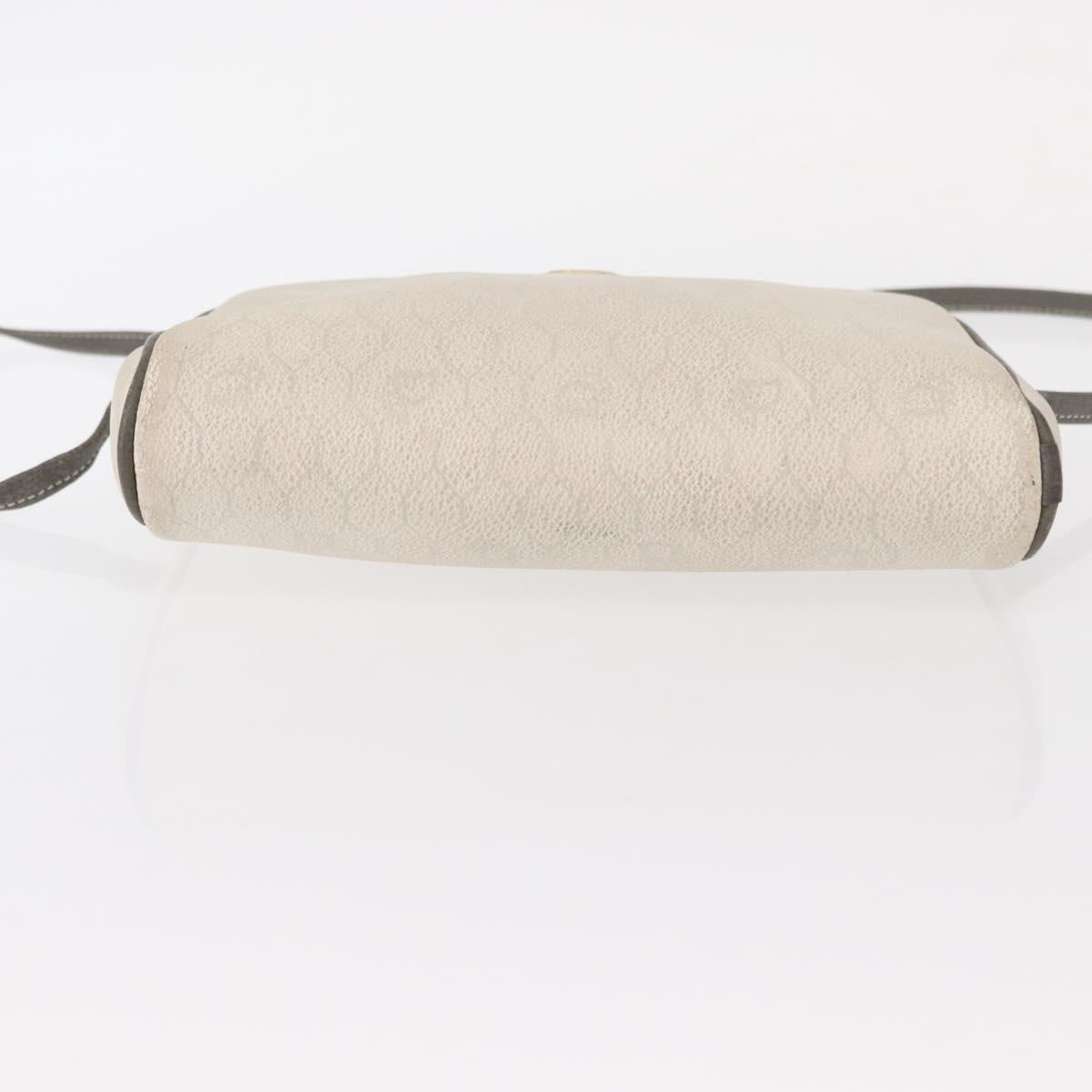 Christian Dior Honeycomb Canvas Shoulder Bag PVC White gold Auth bs30970