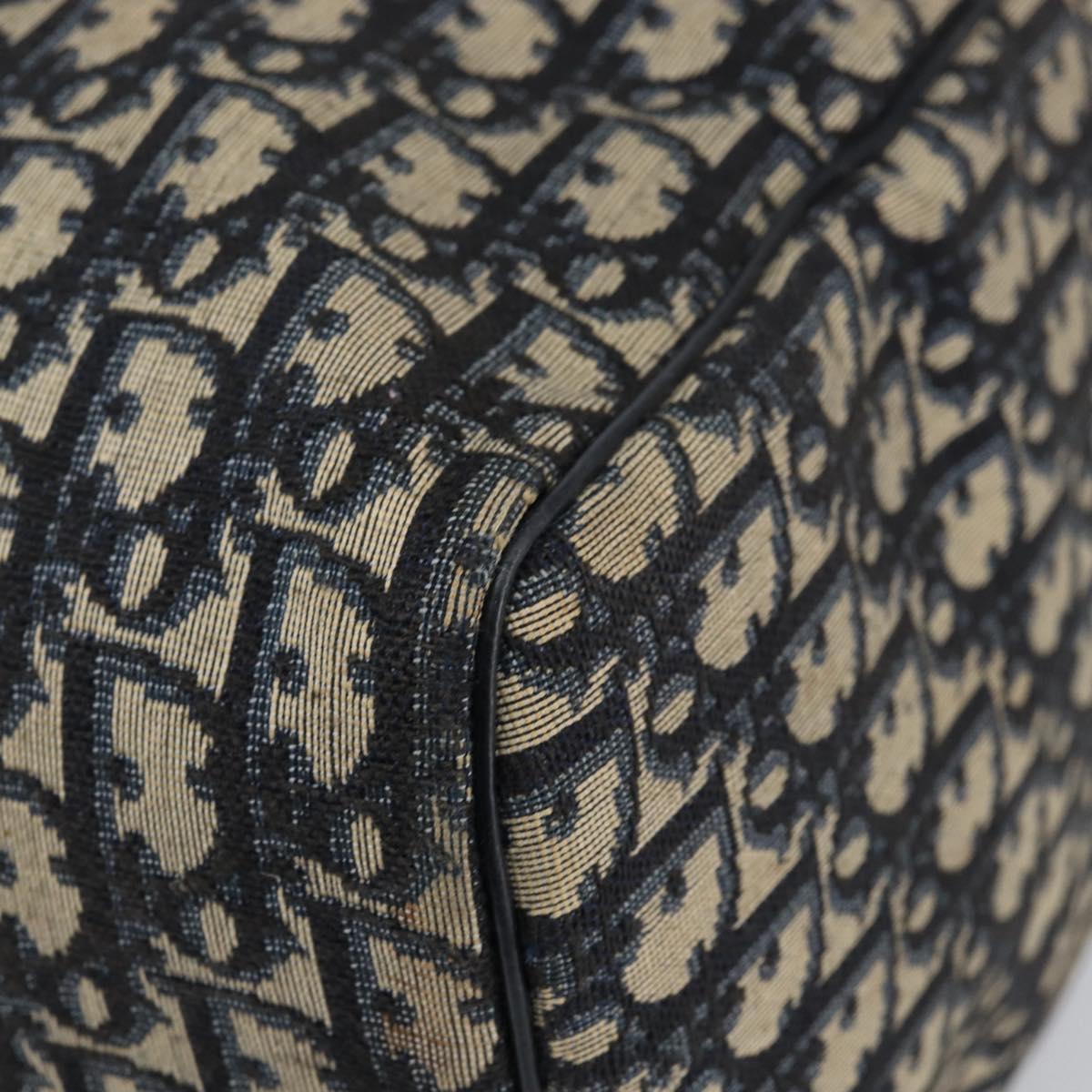 Christian Dior Trotter Canvas Boston Bag Navy Silver Auth bs30972