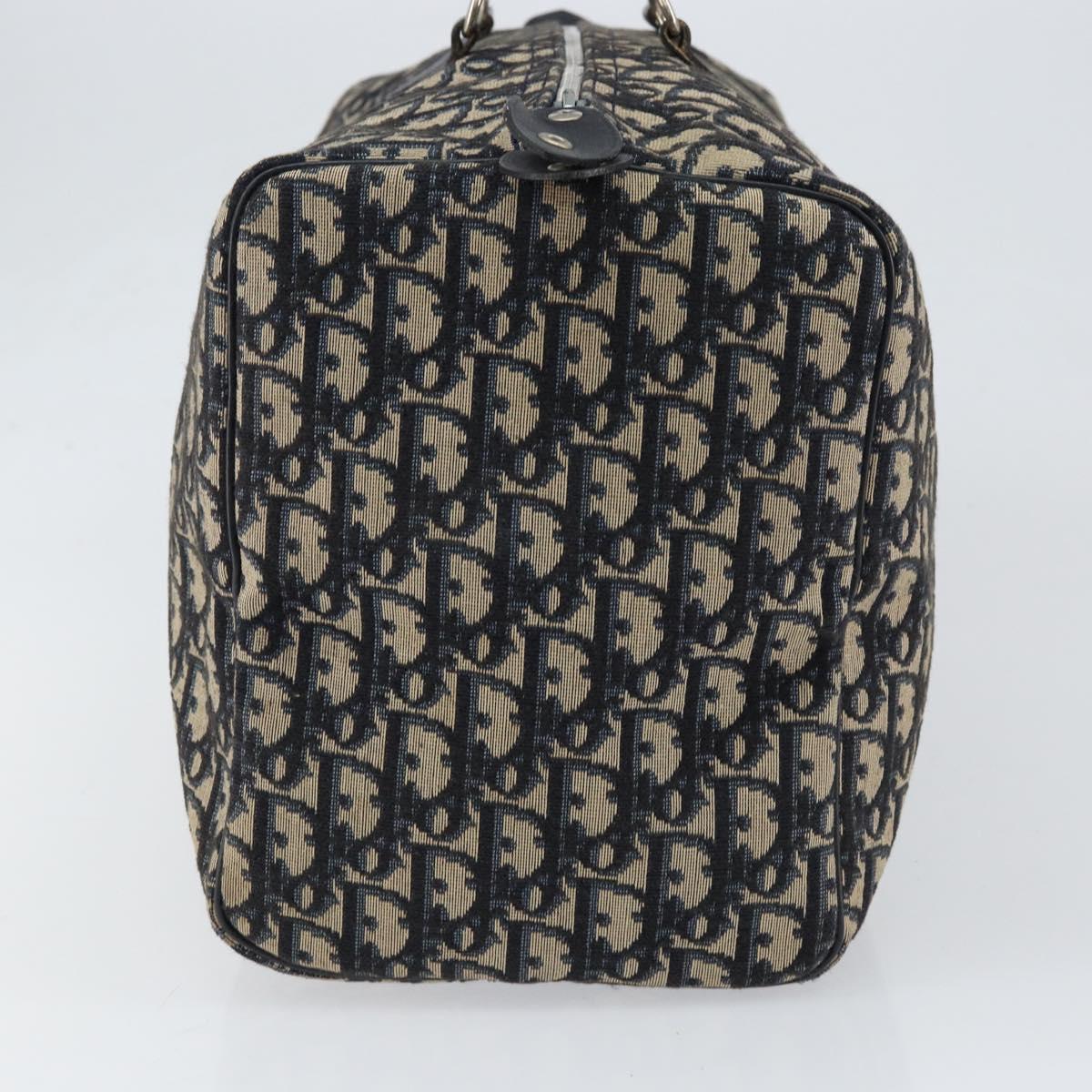 Christian Dior Trotter Canvas Boston Bag Navy Silver Auth bs30972