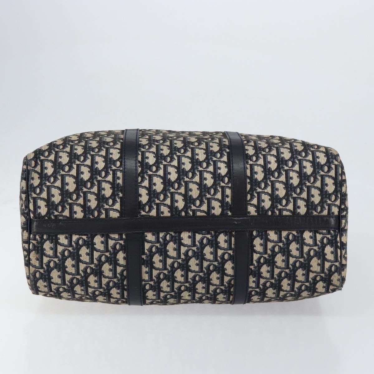 Christian Dior Trotter Canvas Boston Bag Navy Silver Auth bs30972