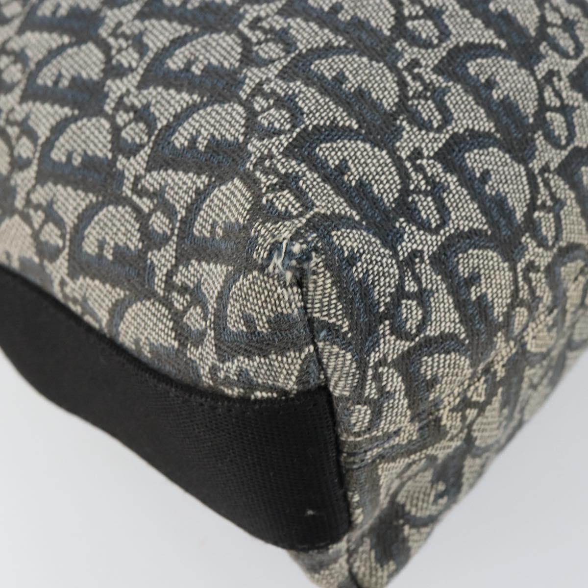 Christian Dior Trotter Canvas Shoulder Bag Navy Silver Auth bs30973