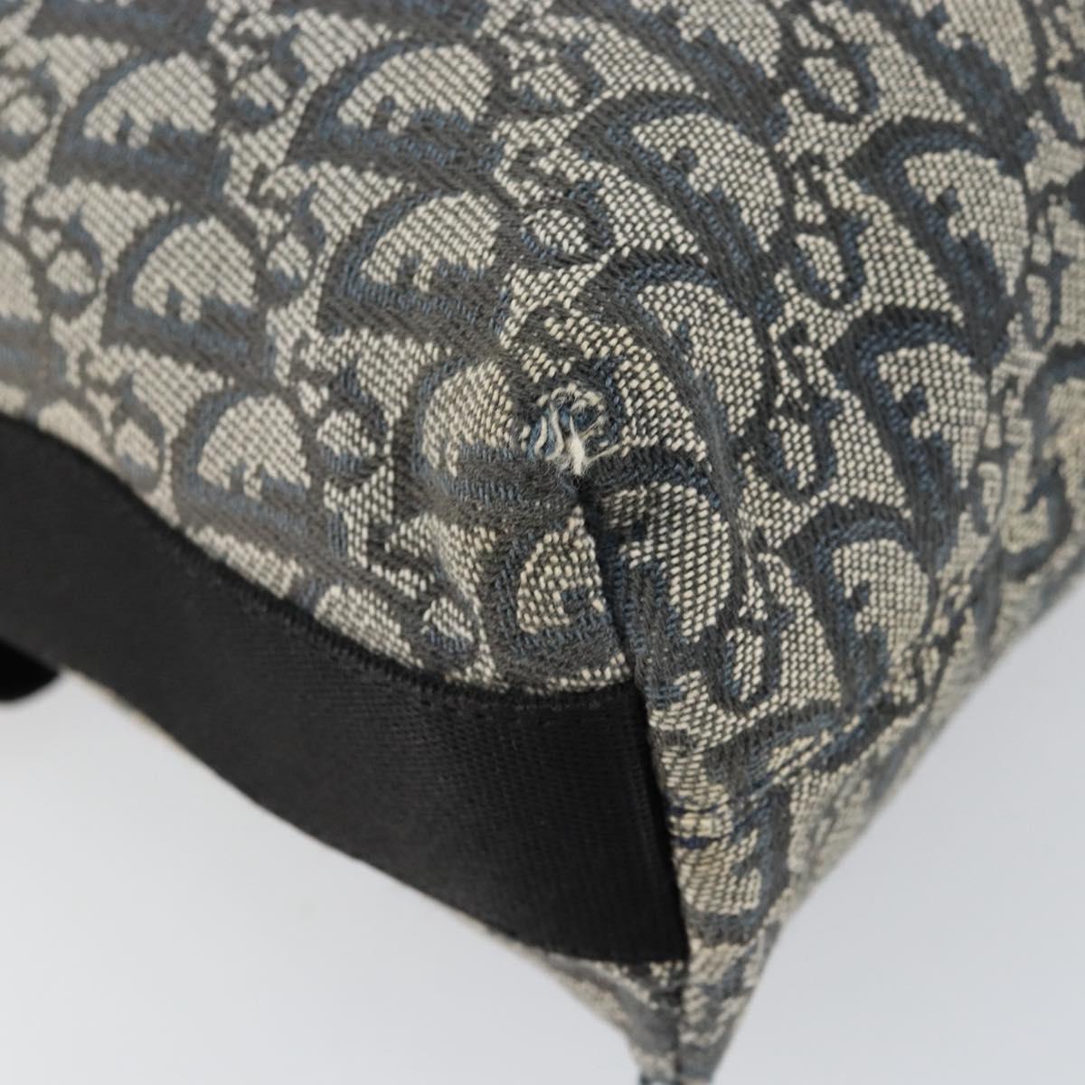 Christian Dior Trotter Canvas Shoulder Bag Navy Silver Auth bs30973