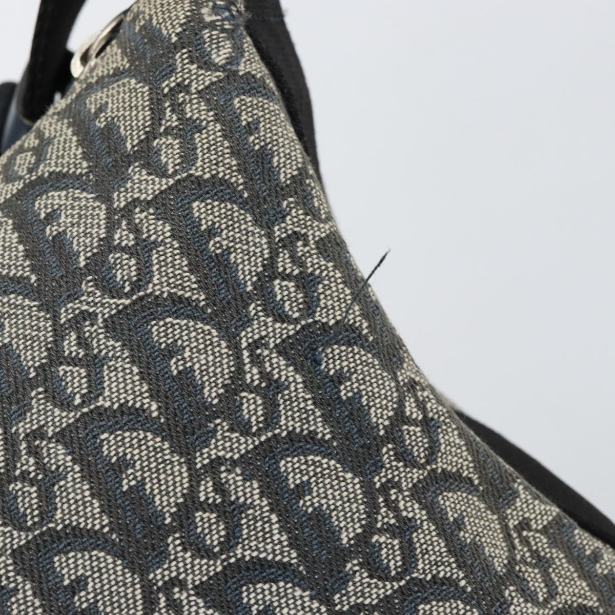 Christian Dior Trotter Canvas Shoulder Bag Navy Silver Auth bs30973