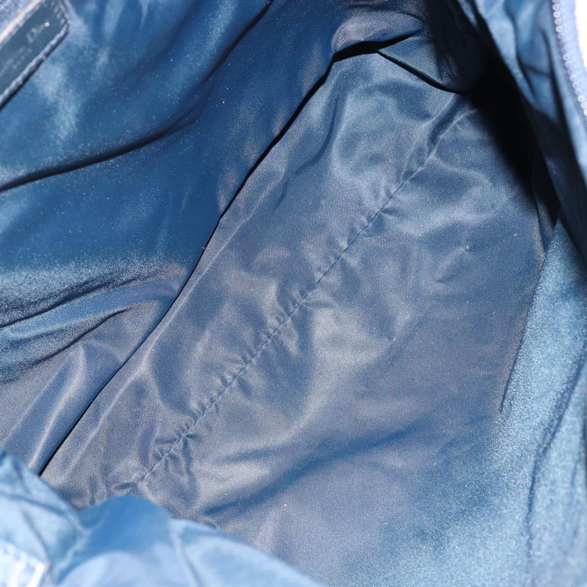 Christian Dior Trotter Canvas Shoulder Bag Navy Silver Auth bs30973