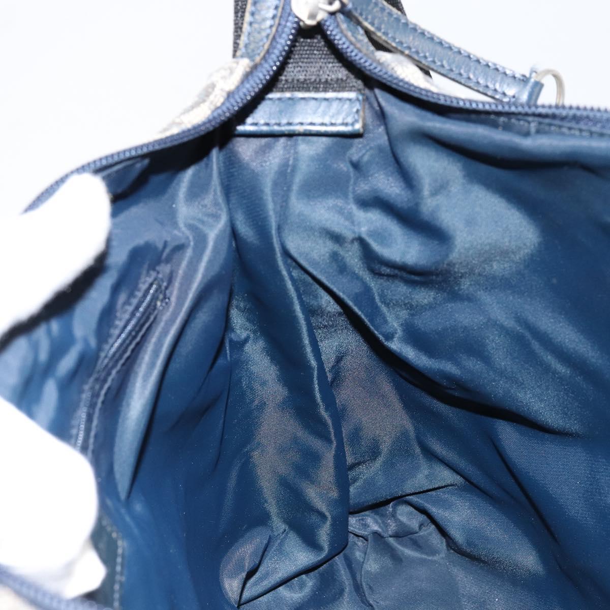 Christian Dior Trotter Canvas Shoulder Bag Navy Silver Auth bs30973