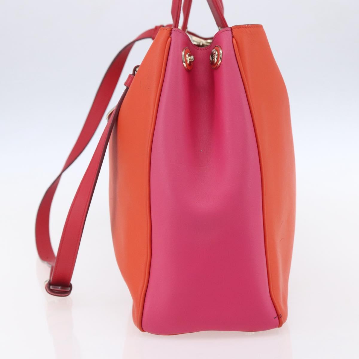 Christian Dior Diorissimo Hand Bag Leather 2way Orange Gold Auth bs30974