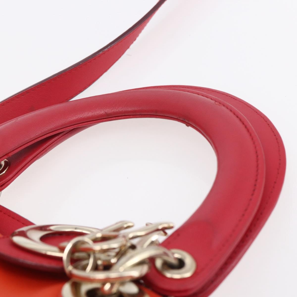 Christian Dior Diorissimo Hand Bag Leather 2way Orange Gold Auth bs30974