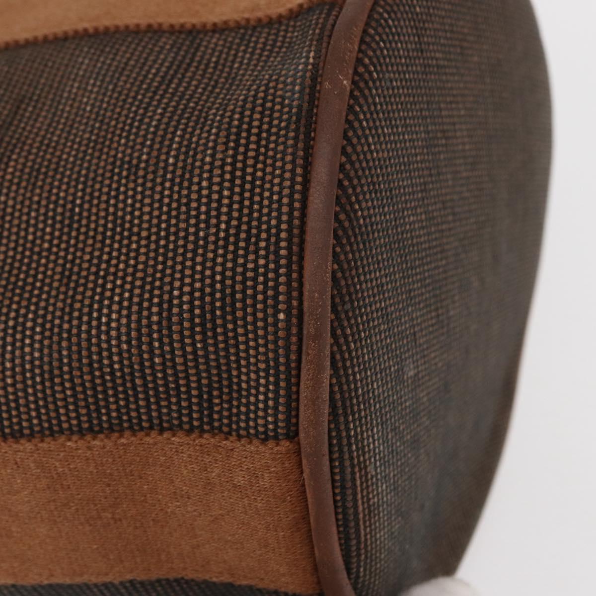 HERMES Sakso PM Hand Bag Canvas Brown Auth bs30976