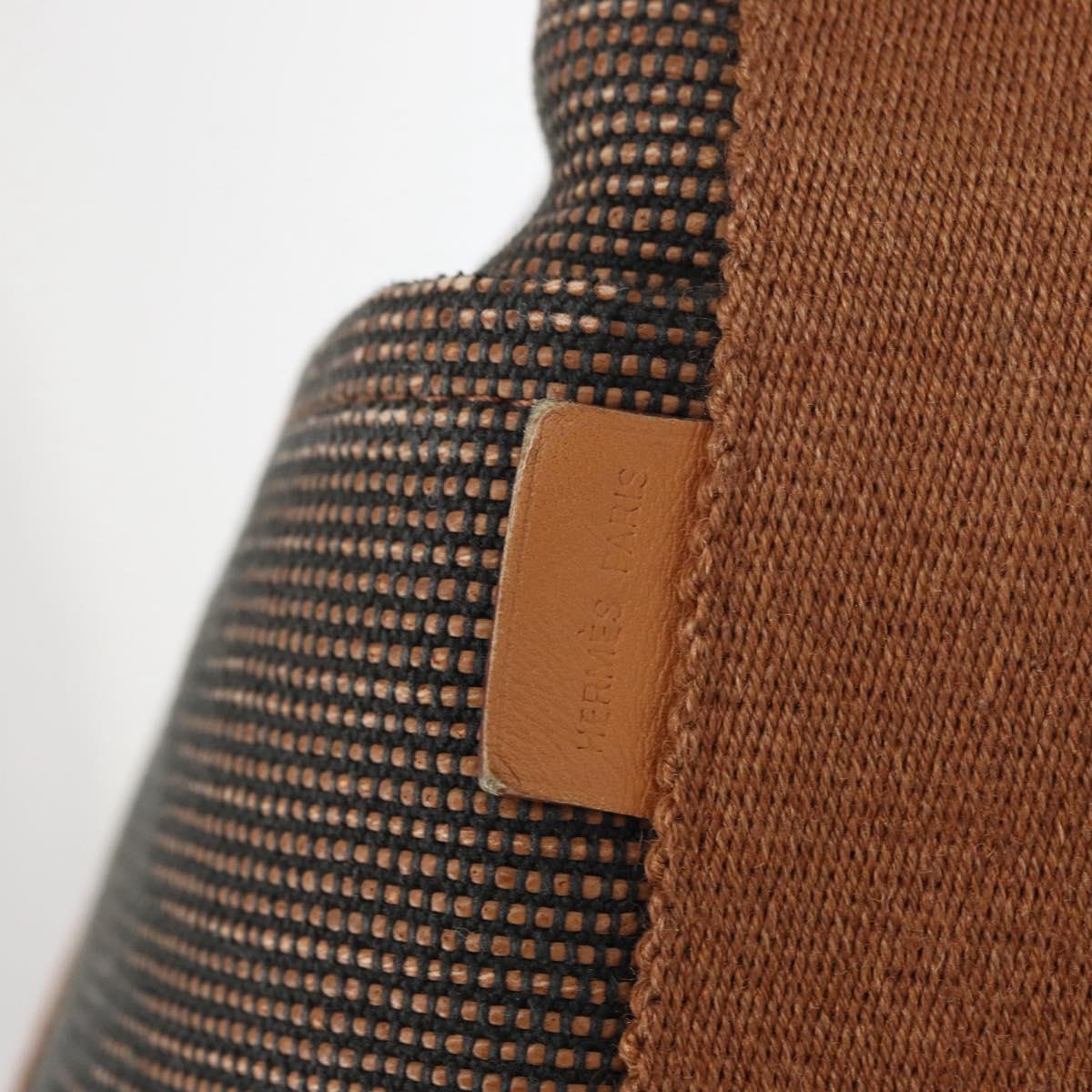 HERMES Sakso PM Hand Bag Canvas Brown Auth bs30976