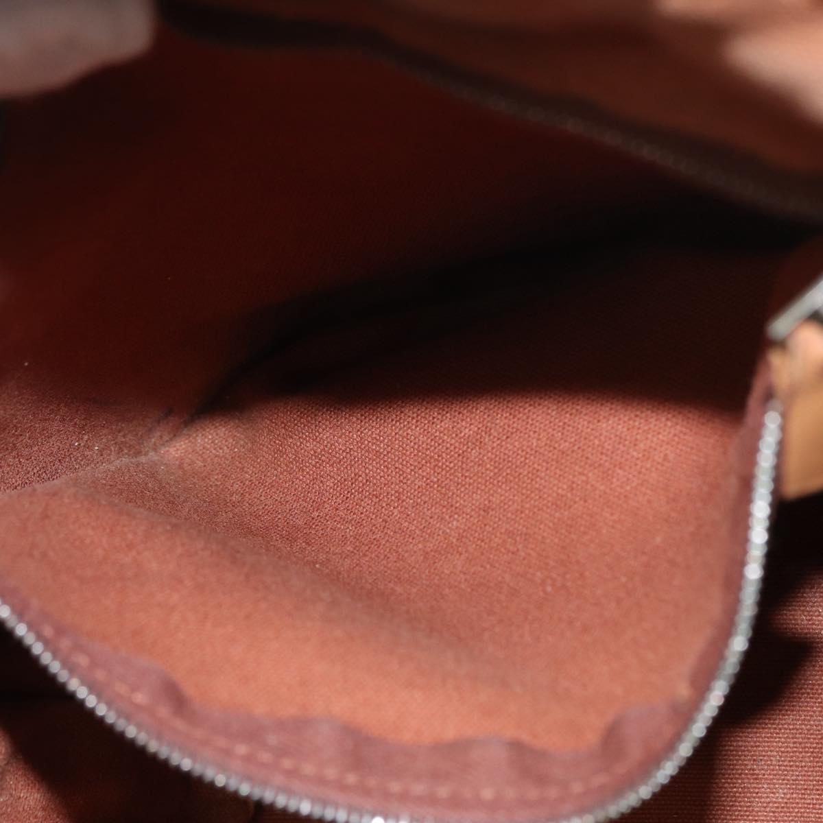 HERMES Sakso PM Hand Bag Canvas Brown Auth bs30976