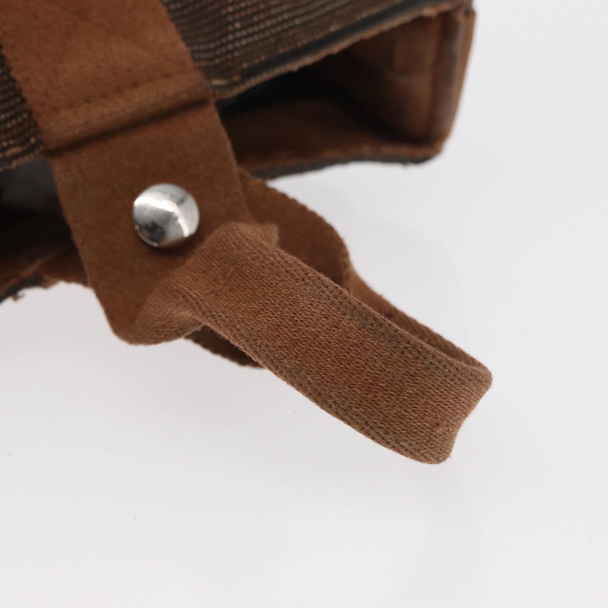 HERMES Sakso PM Hand Bag Canvas Brown Auth bs30976