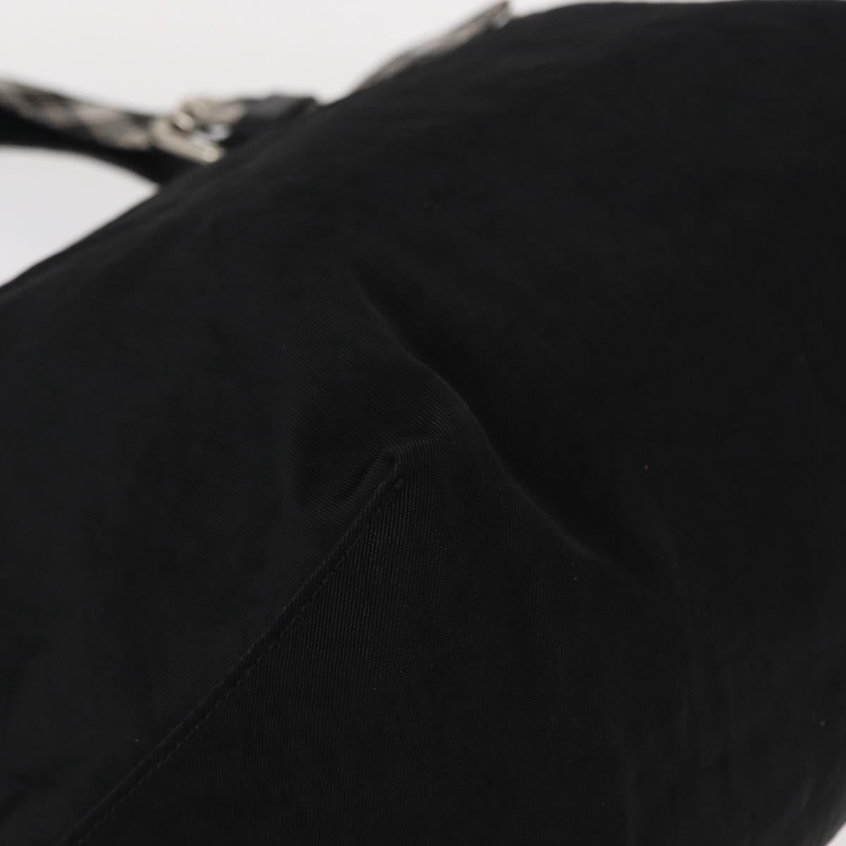 BURBERRY Blue Label Tote Bag Nylon Black Silver Auth bs30978
