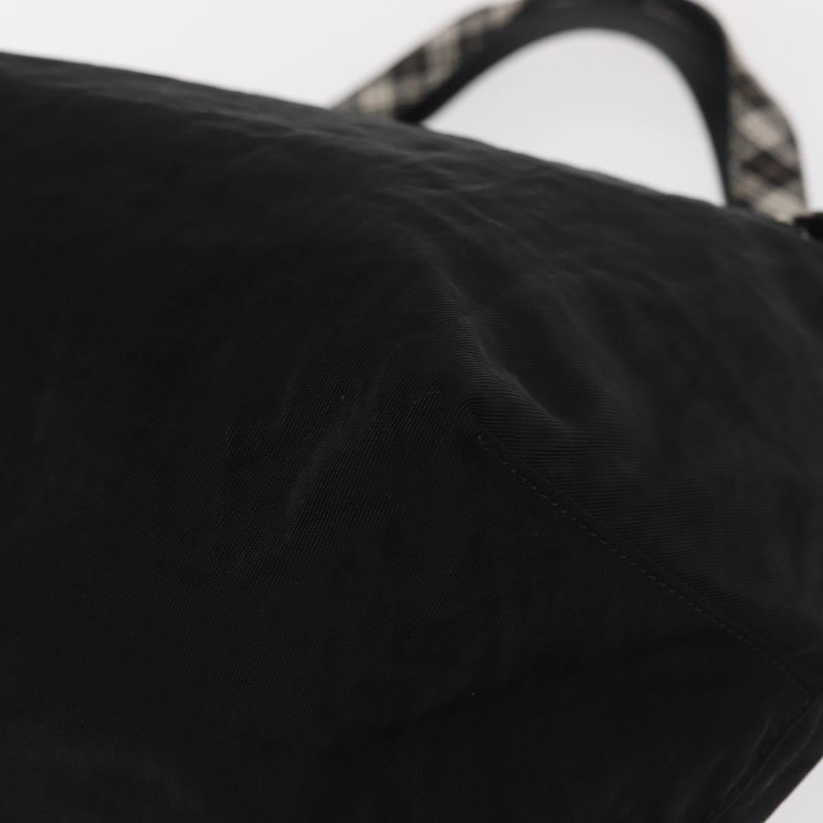 BURBERRY Blue Label Tote Bag Nylon Black Silver Auth bs30978