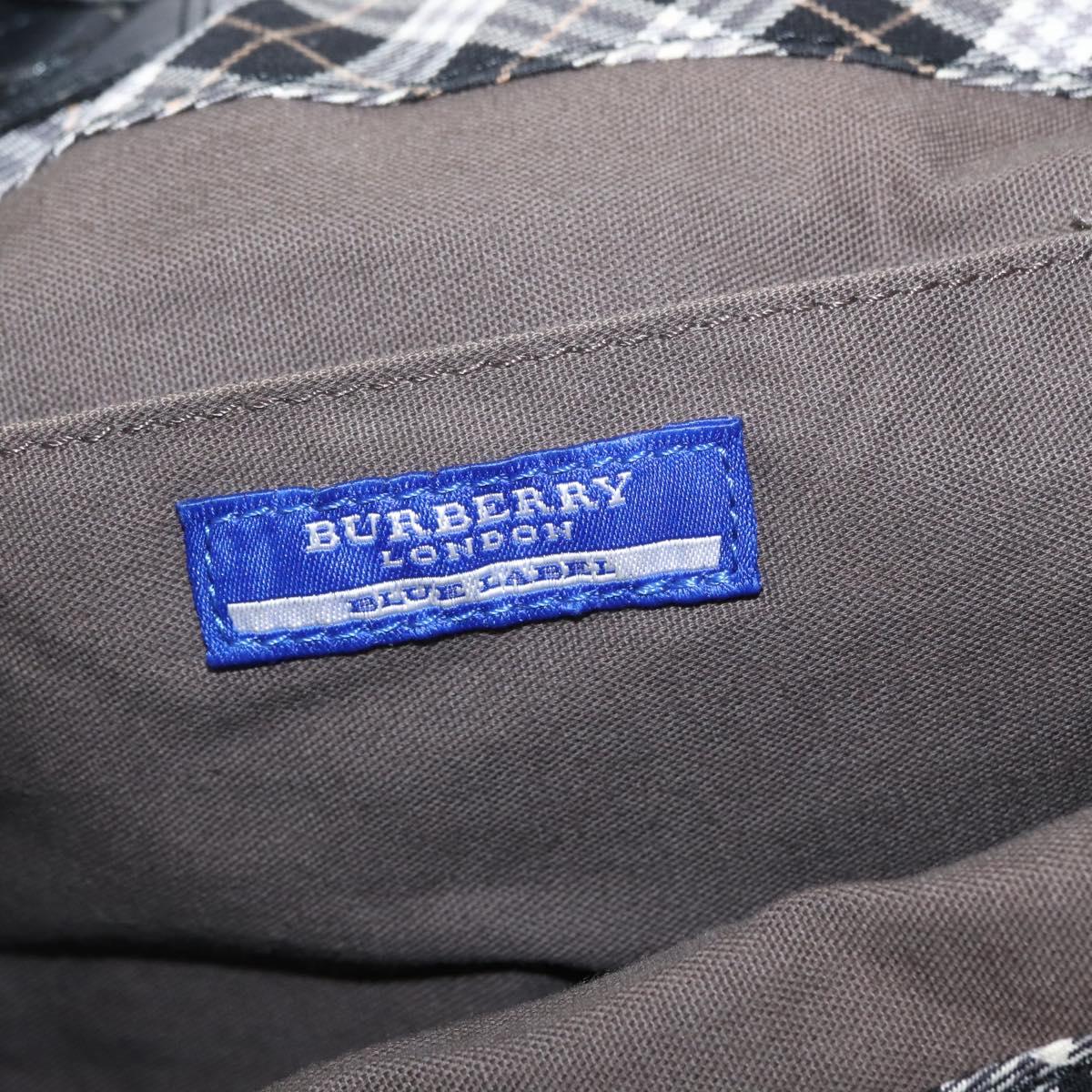 BURBERRY Blue Label Tote Bag Nylon Black Silver Auth bs30978