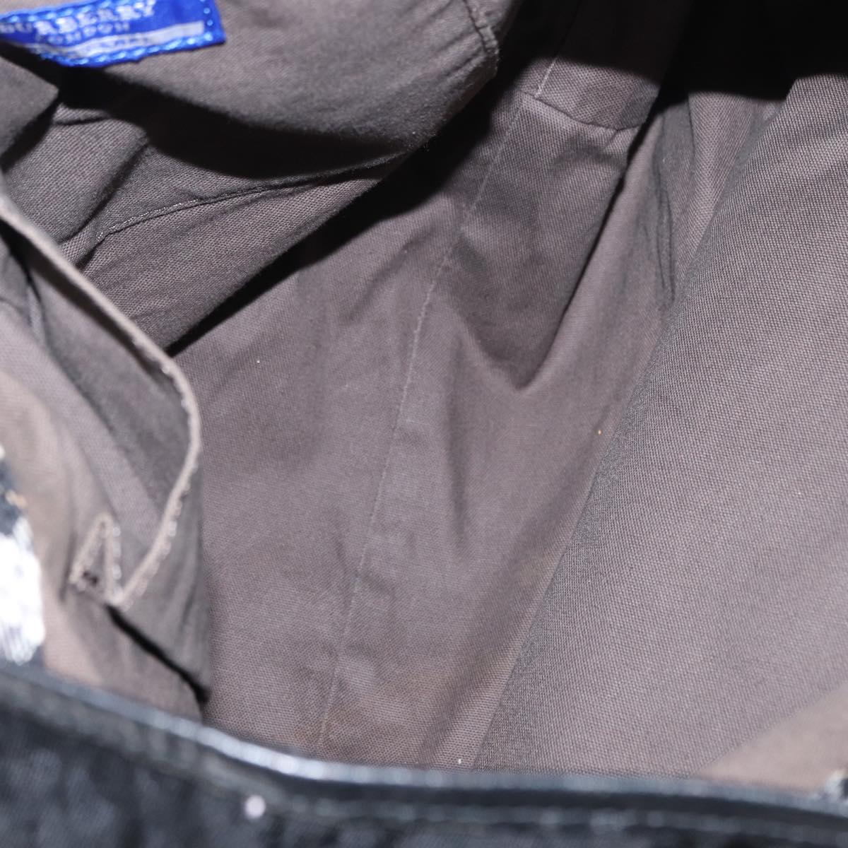 BURBERRY Blue Label Tote Bag Nylon Black Silver Auth bs30978