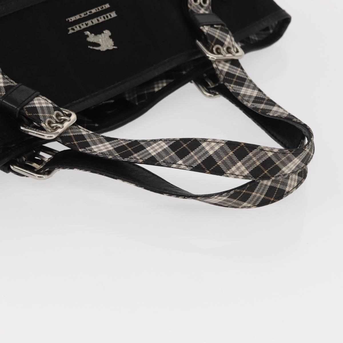 BURBERRY Blue Label Tote Bag Nylon Black Silver Auth bs30978