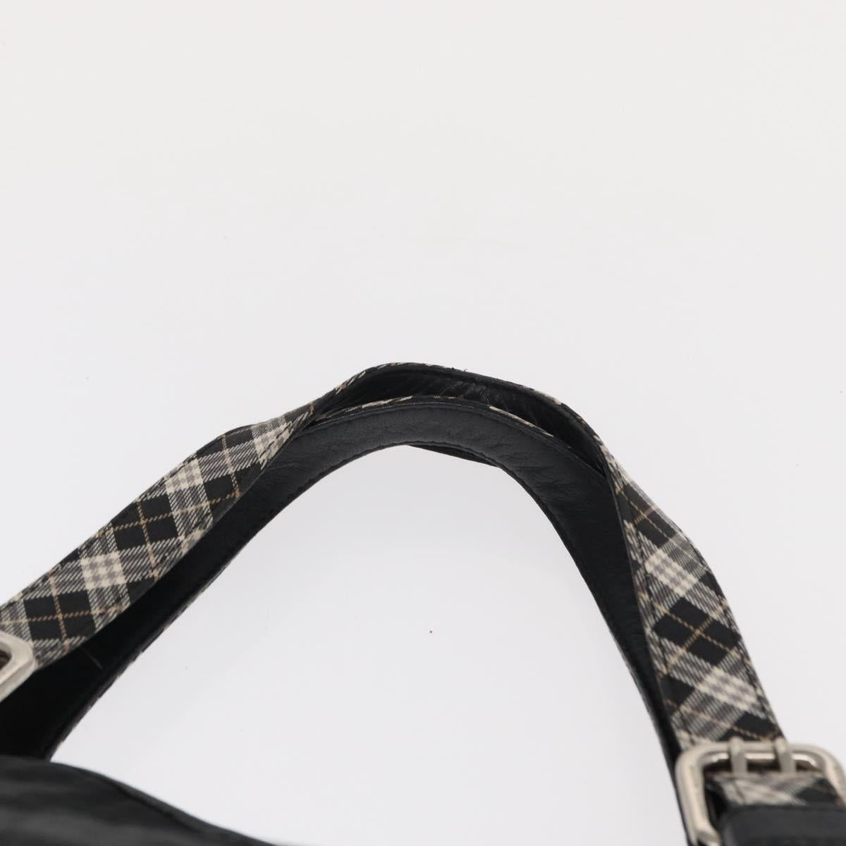 BURBERRY Blue Label Tote Bag Nylon Black Silver Auth bs30978