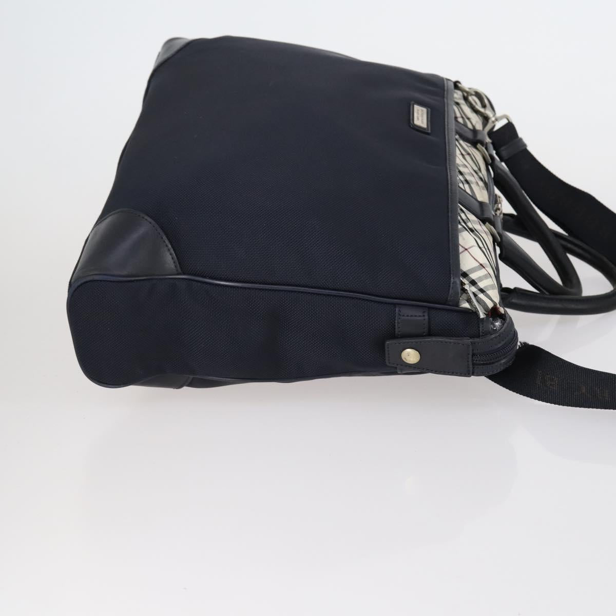 BURBERRY Black Label Business Bag Nylon 2way Black Silver Auth bs30979