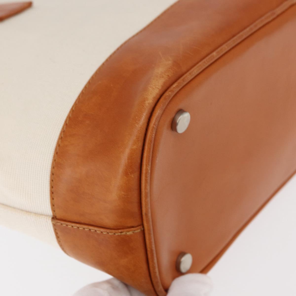 BURBERRY Hand Bag Canvas White Auth bs30981