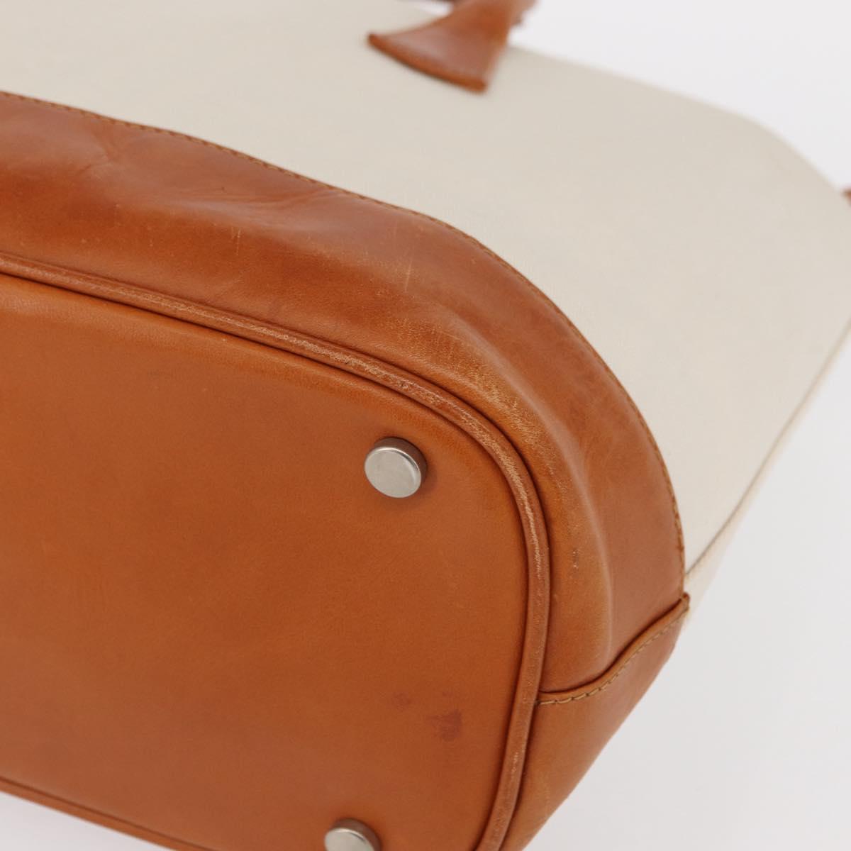 BURBERRY Hand Bag Canvas White Auth bs30981