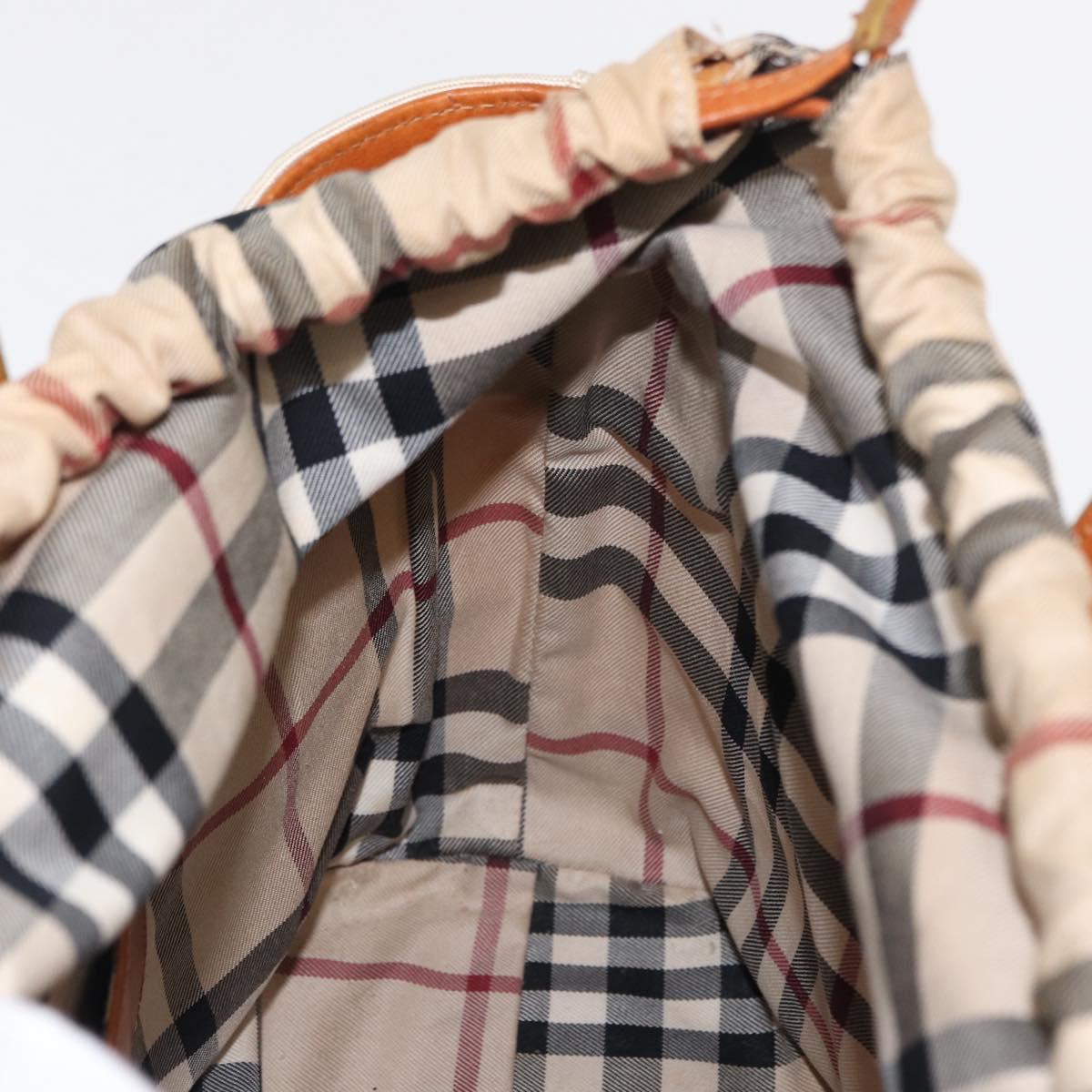 BURBERRY Hand Bag Canvas White Auth bs30981