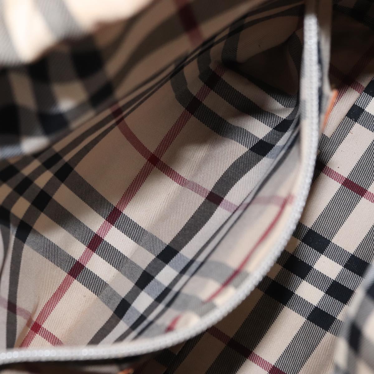 BURBERRY Hand Bag Canvas White Auth bs30981