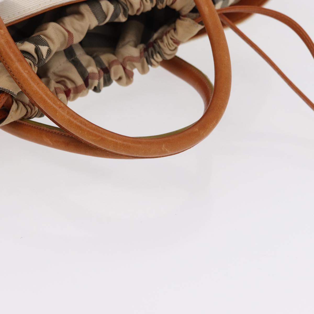 BURBERRY Hand Bag Canvas White Auth bs30981