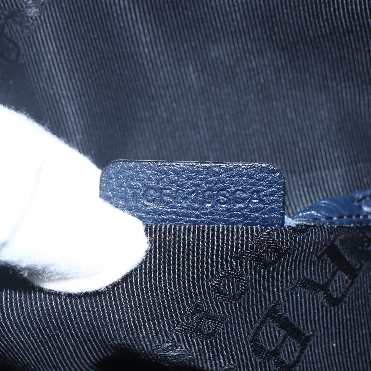 BURBERRY Hand Bag Leather 2way Navy Gold Auth bs30983