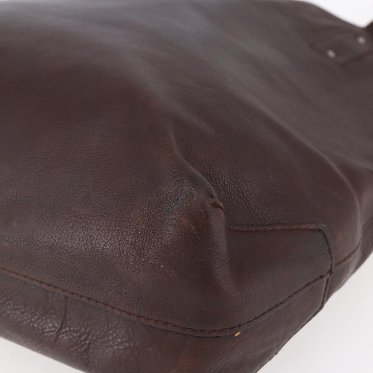 BURBERRY Black Label Tote Bag Leather Brown Silver Auth bs30984