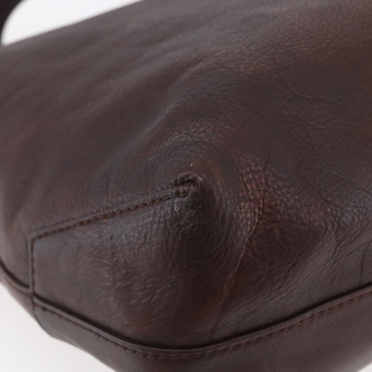 BURBERRY Black Label Tote Bag Leather Brown Silver Auth bs30984