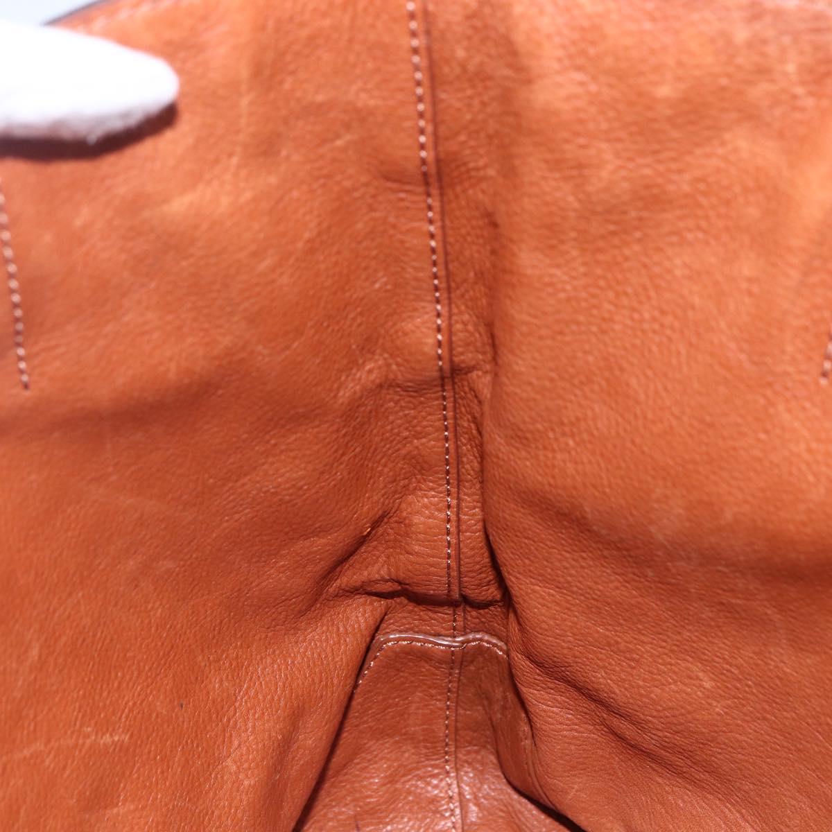 BURBERRY Black Label Tote Bag Leather Brown Silver Auth bs30984