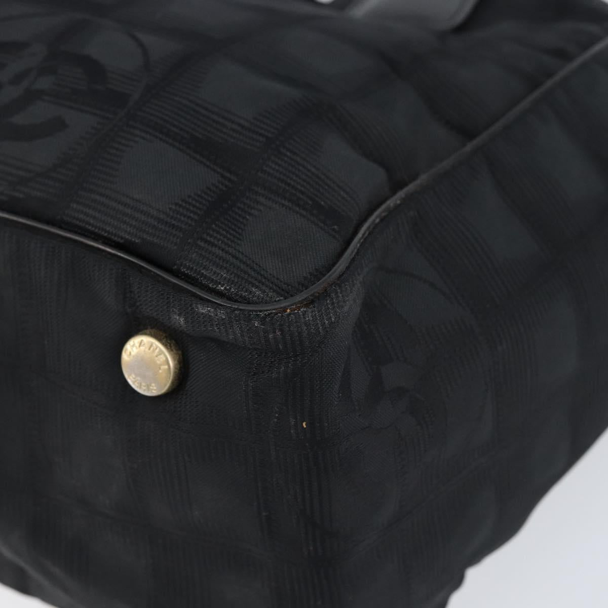 CHANEL New Travel Line Tote Bag Nylon Black gold CC Auth bs30985