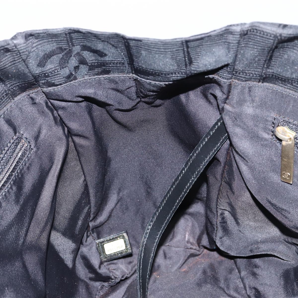 CHANEL New Travel Line Tote Bag Nylon Black gold CC Auth bs30985