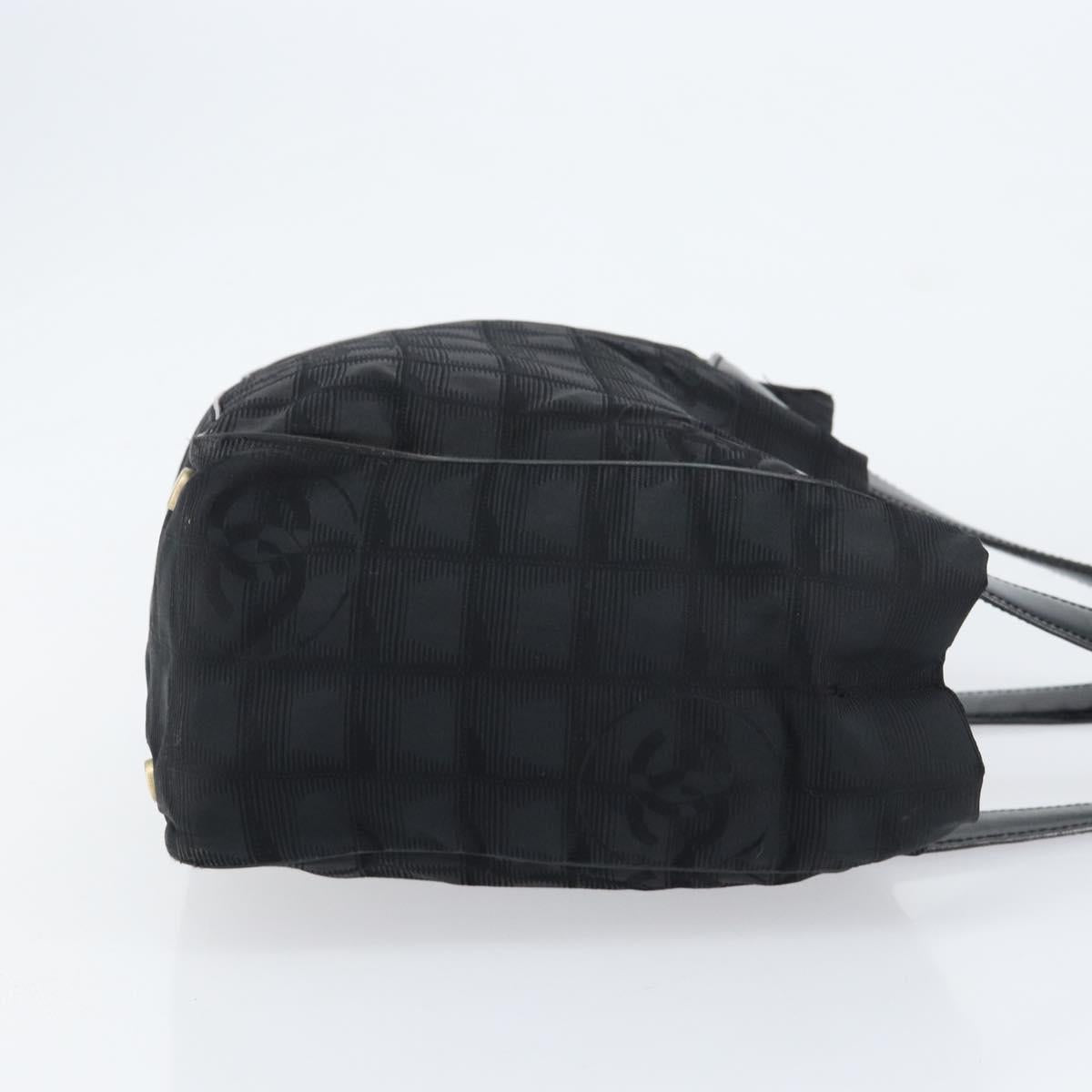 CHANEL New Travel Line Tote Bag Nylon Black gold CC Auth bs30985