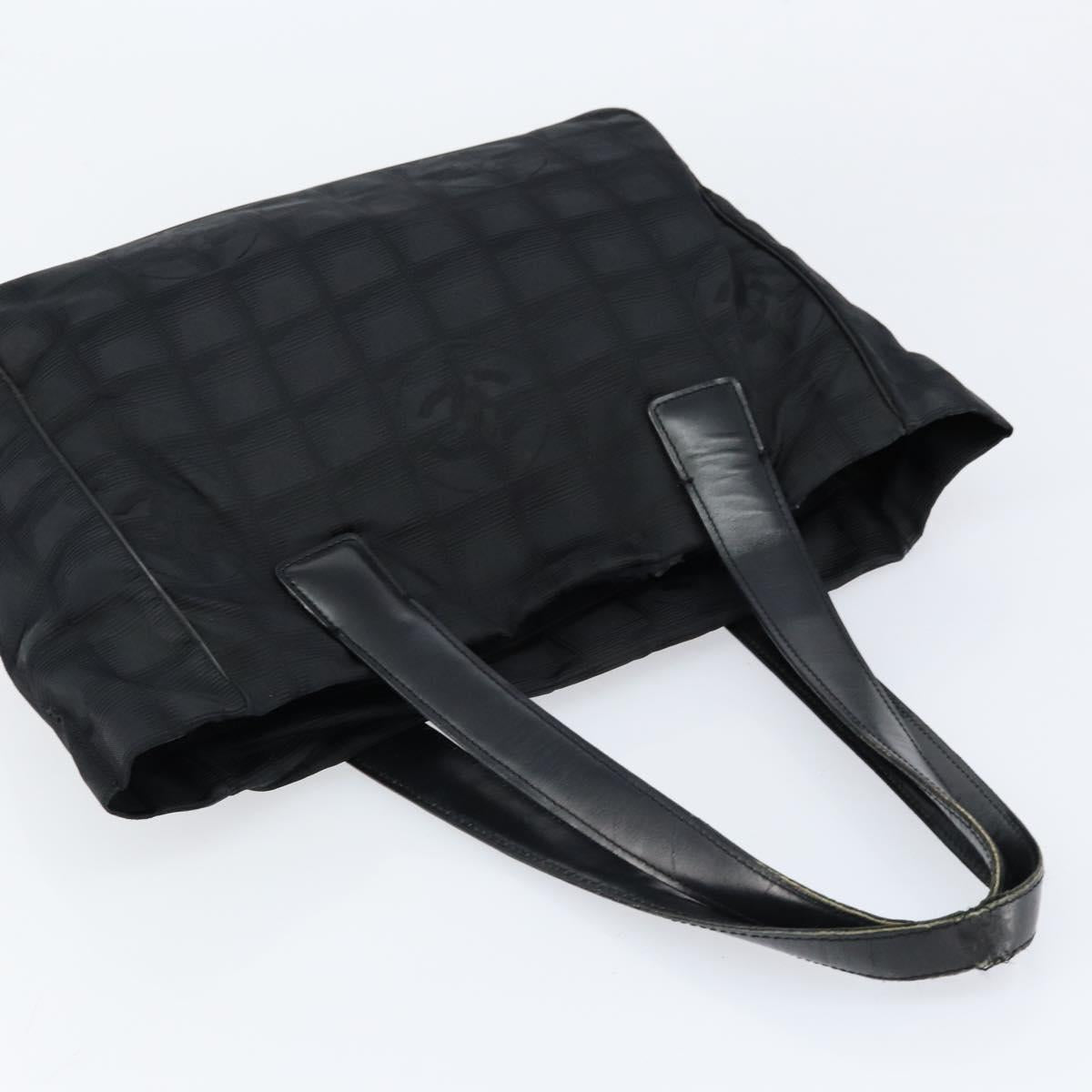 CHANEL New Travel Line Tote Bag Nylon Black gold CC Auth bs30985