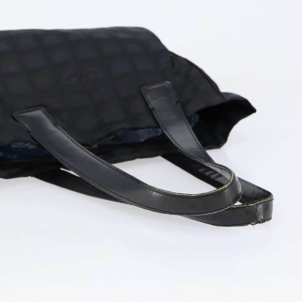 CHANEL New Travel Line Tote Bag Nylon Black gold CC Auth bs30985