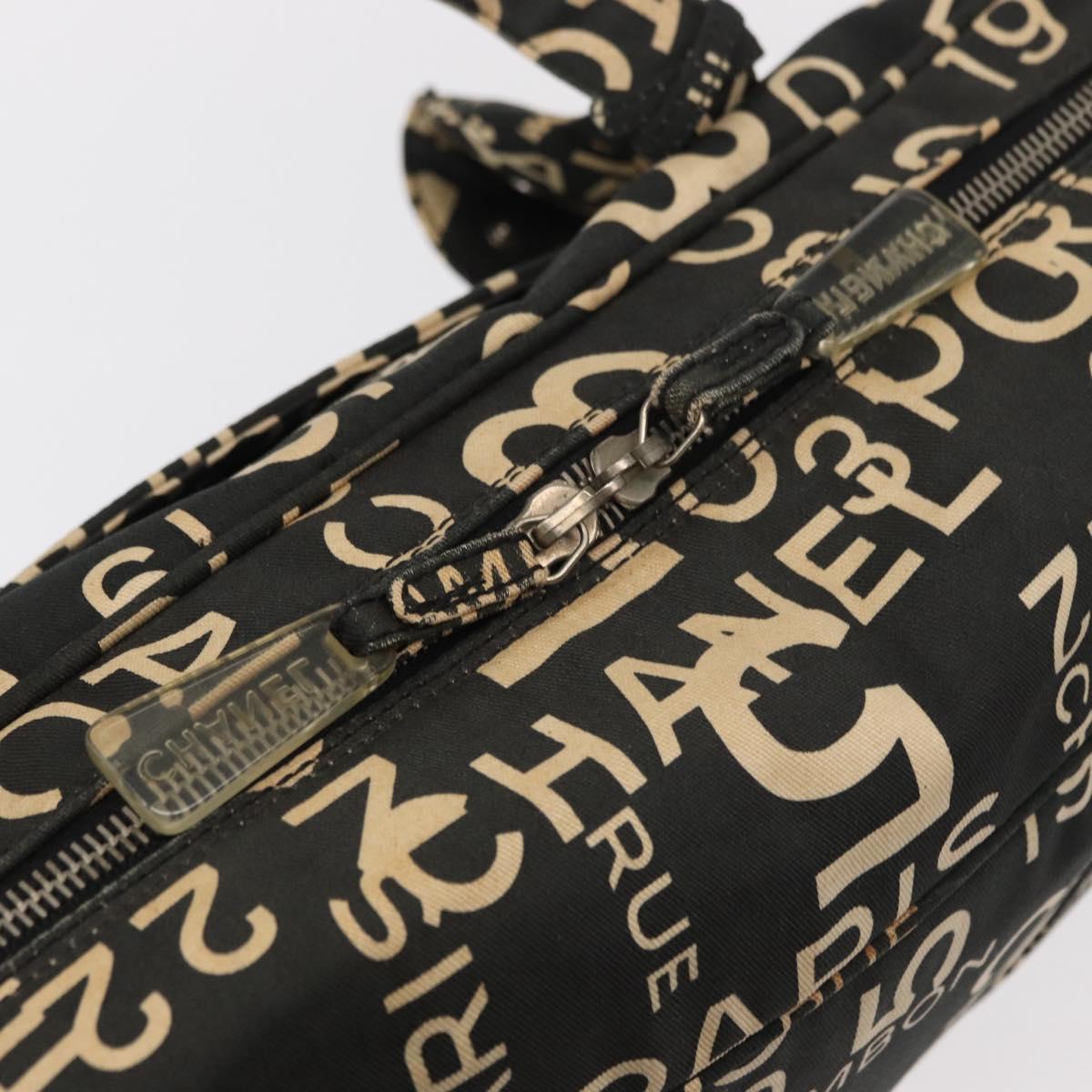 CHANEL Bysy Line Boston Bag Canvas Black CC Auth bs30986