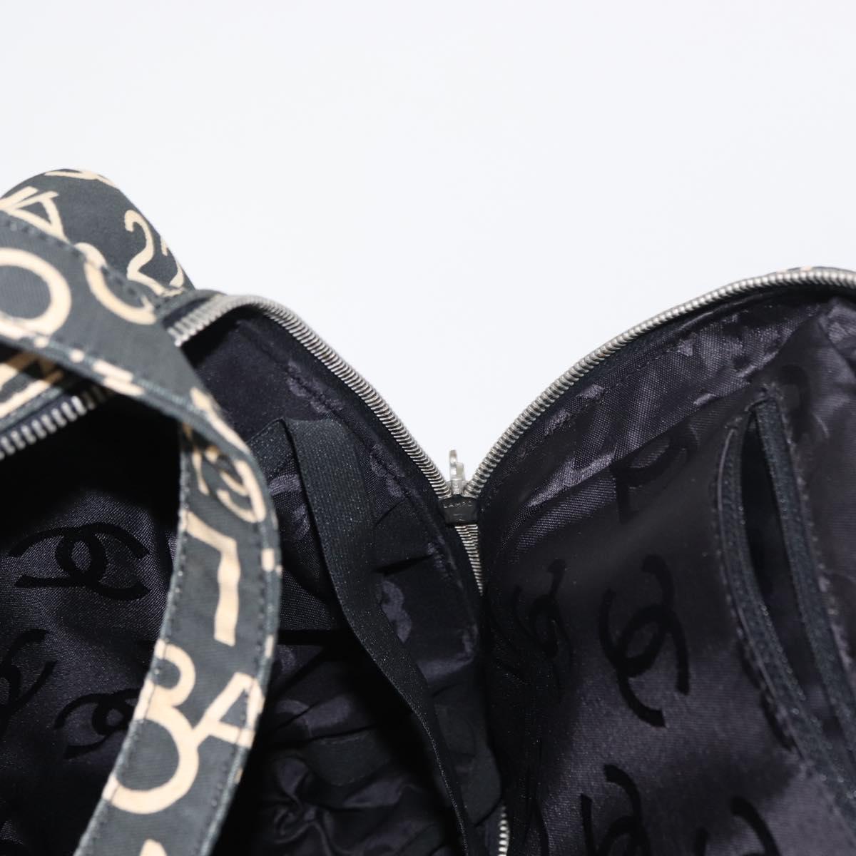 CHANEL Bysy Line Boston Bag Canvas Black CC Auth bs30986