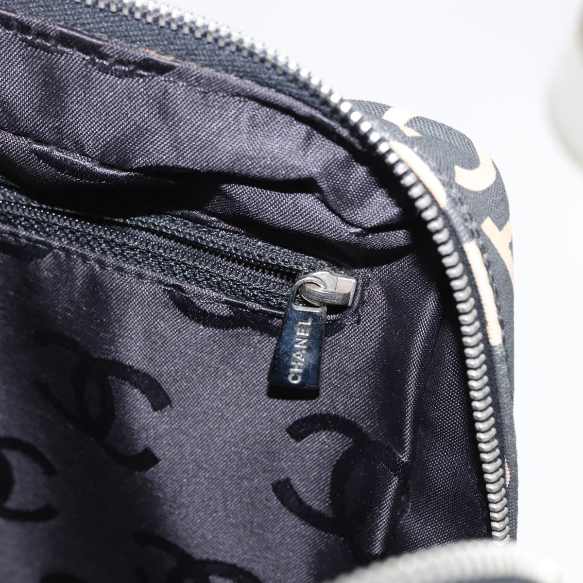 CHANEL Bysy Line Boston Bag Canvas Black CC Auth bs30986