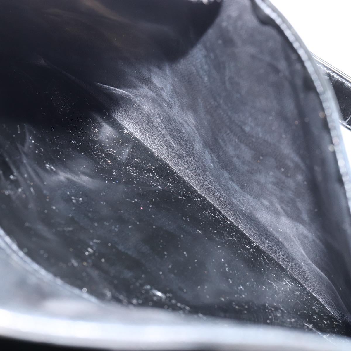 CHANEL Shoulder Bag Enamel Black Gold CC Auth bs30988