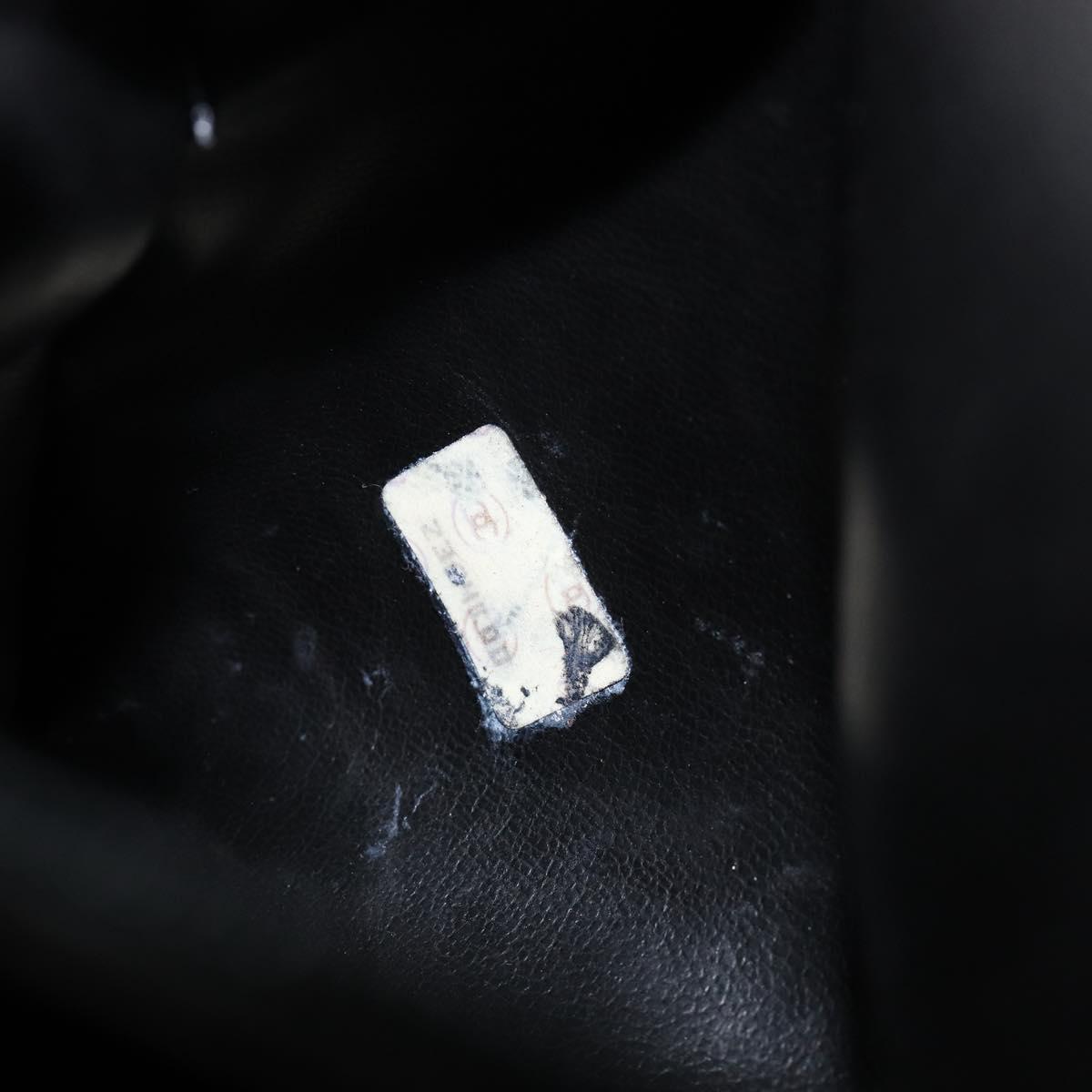 CHANEL V Stitch Hand Bag Enamel 2way Black Gold CC Auth bs30989