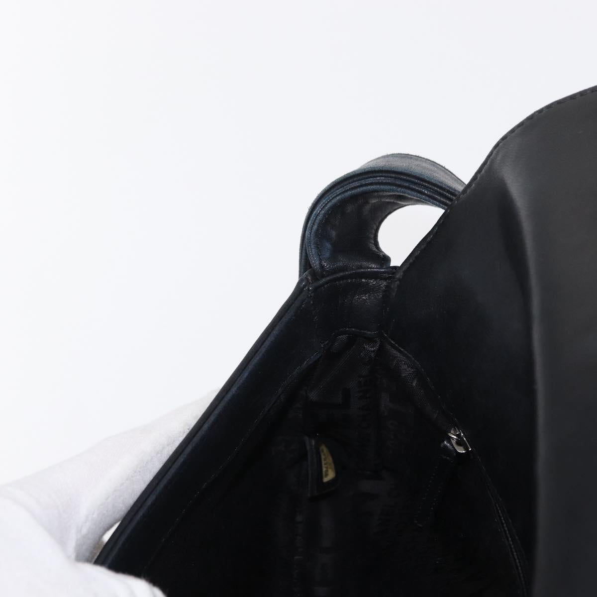 CHANEL Shoulder Bag Lamb Skin Black Silver CC Auth bs30993