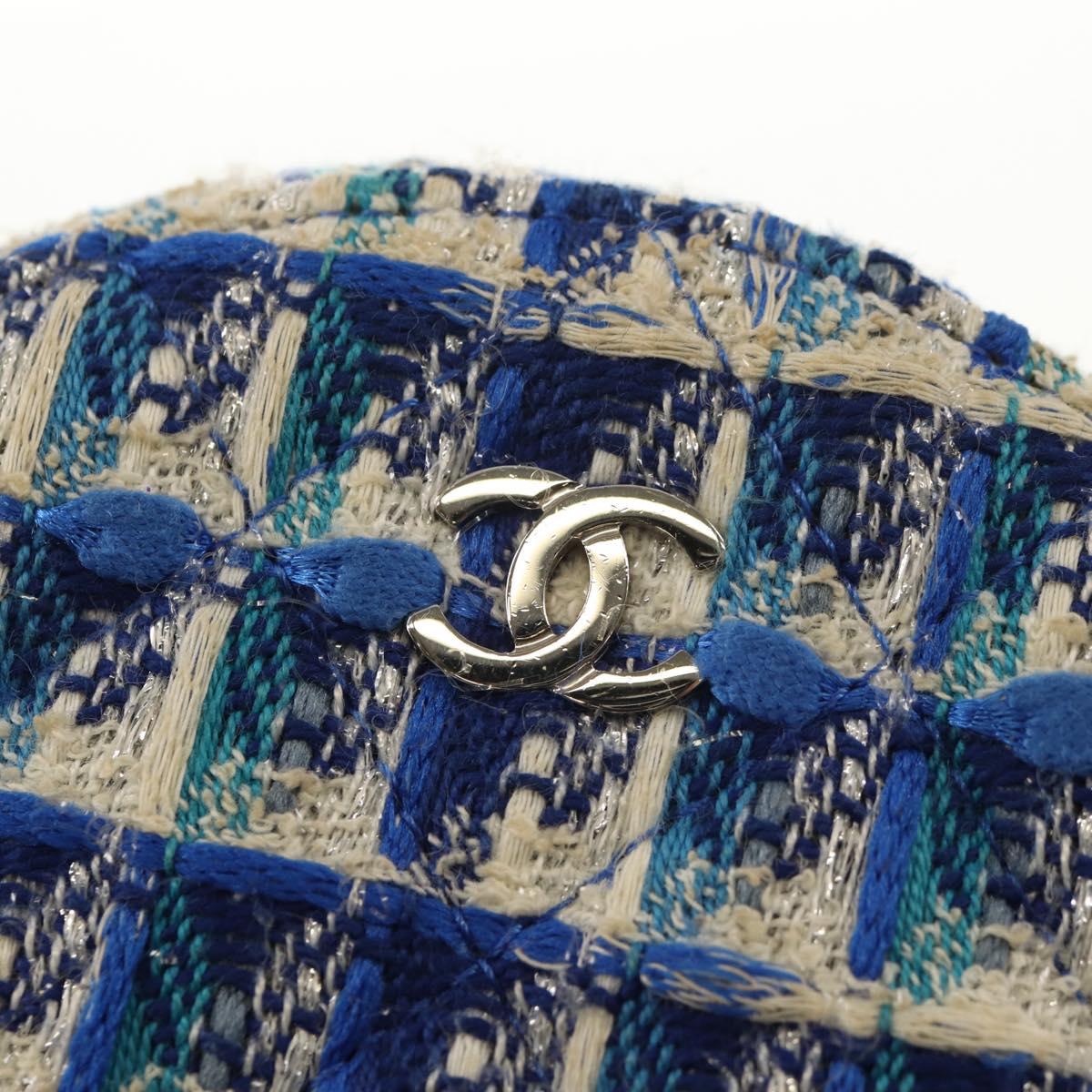 CHANEL Chain Shoulder Bag Tweed Blue Silver CC Auth bs30994SAV