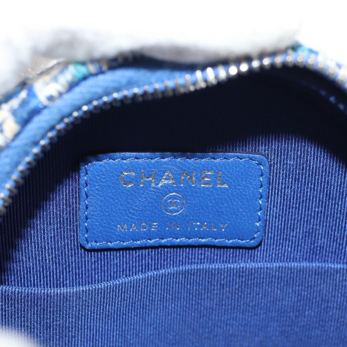CHANEL Chain Shoulder Bag Tweed Blue Silver CC Auth bs30994SAV