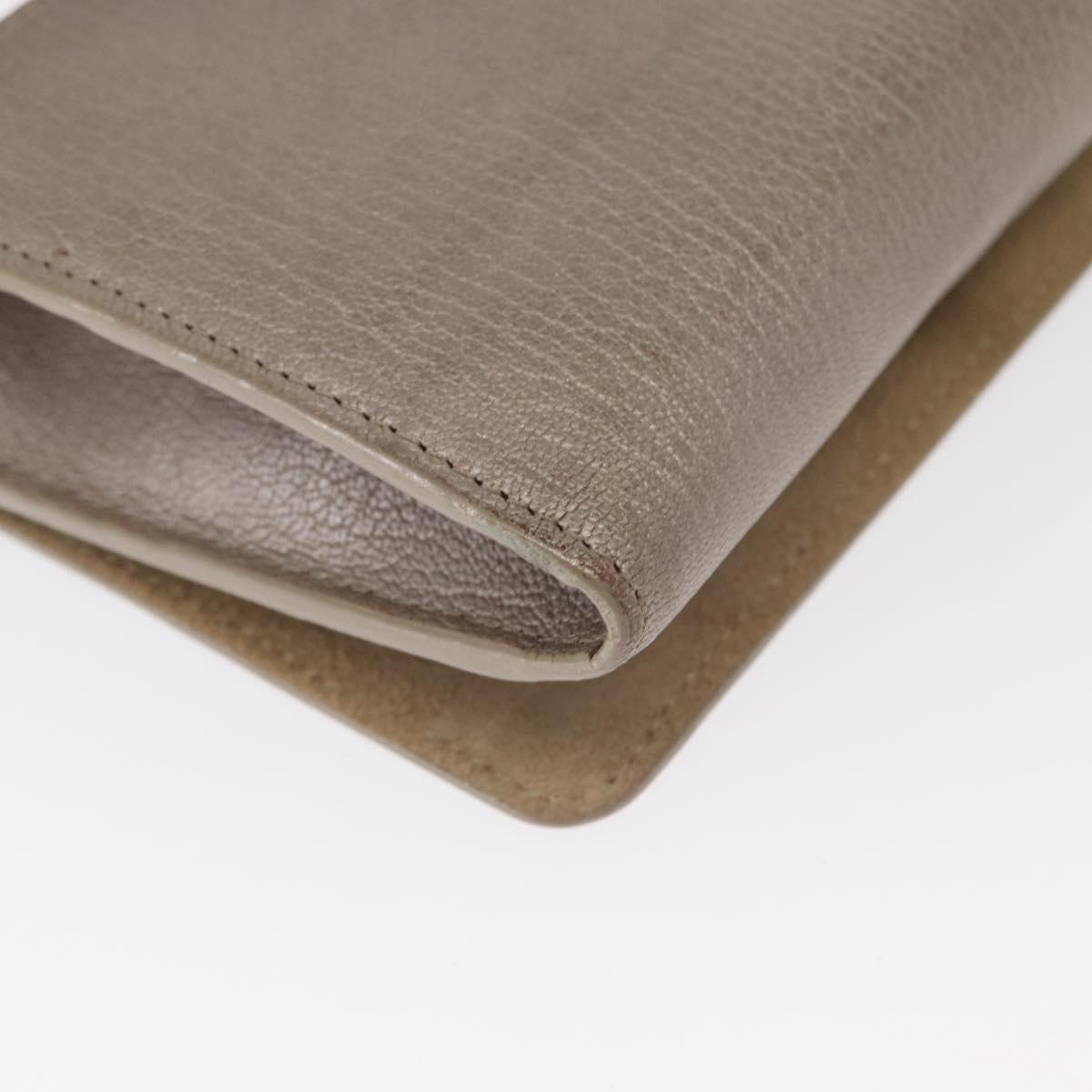 Jimmy Choo Star studs Wallet Shoulder Bag Leather Beige Silver Auth bs30998