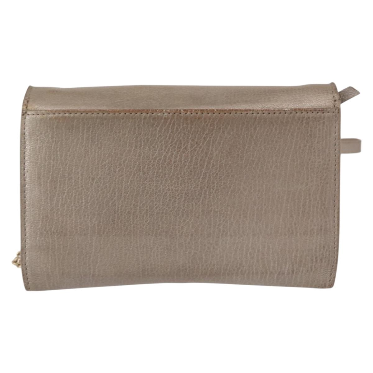 Jimmy Choo Star studs Wallet Shoulder Bag Leather Beige Silver Auth bs30998